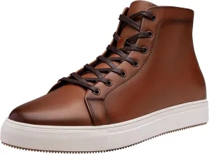 Jousen Men's Casual Shoes High Top Premium Leather Fashion Sneakers Dress Boots for Men