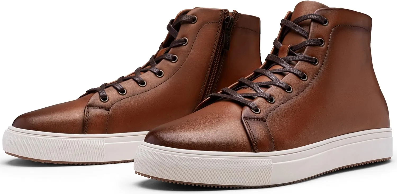 Jousen Men's Casual Shoes High Top Premium Leather Fashion Sneakers Dress Boots for Men