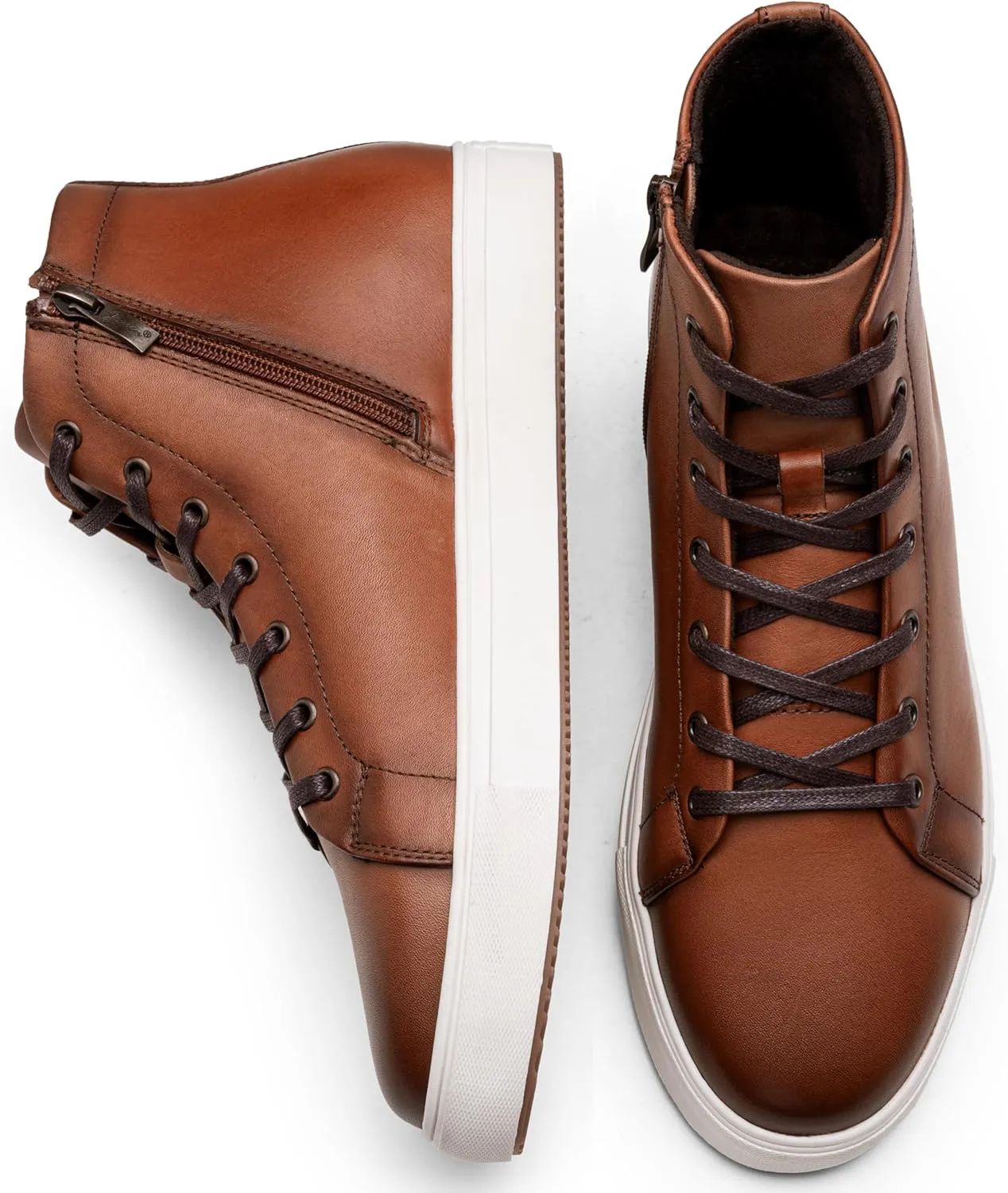 Jousen Men's Casual Shoes High Top Premium Leather Fashion Sneakers Dress Boots for Men