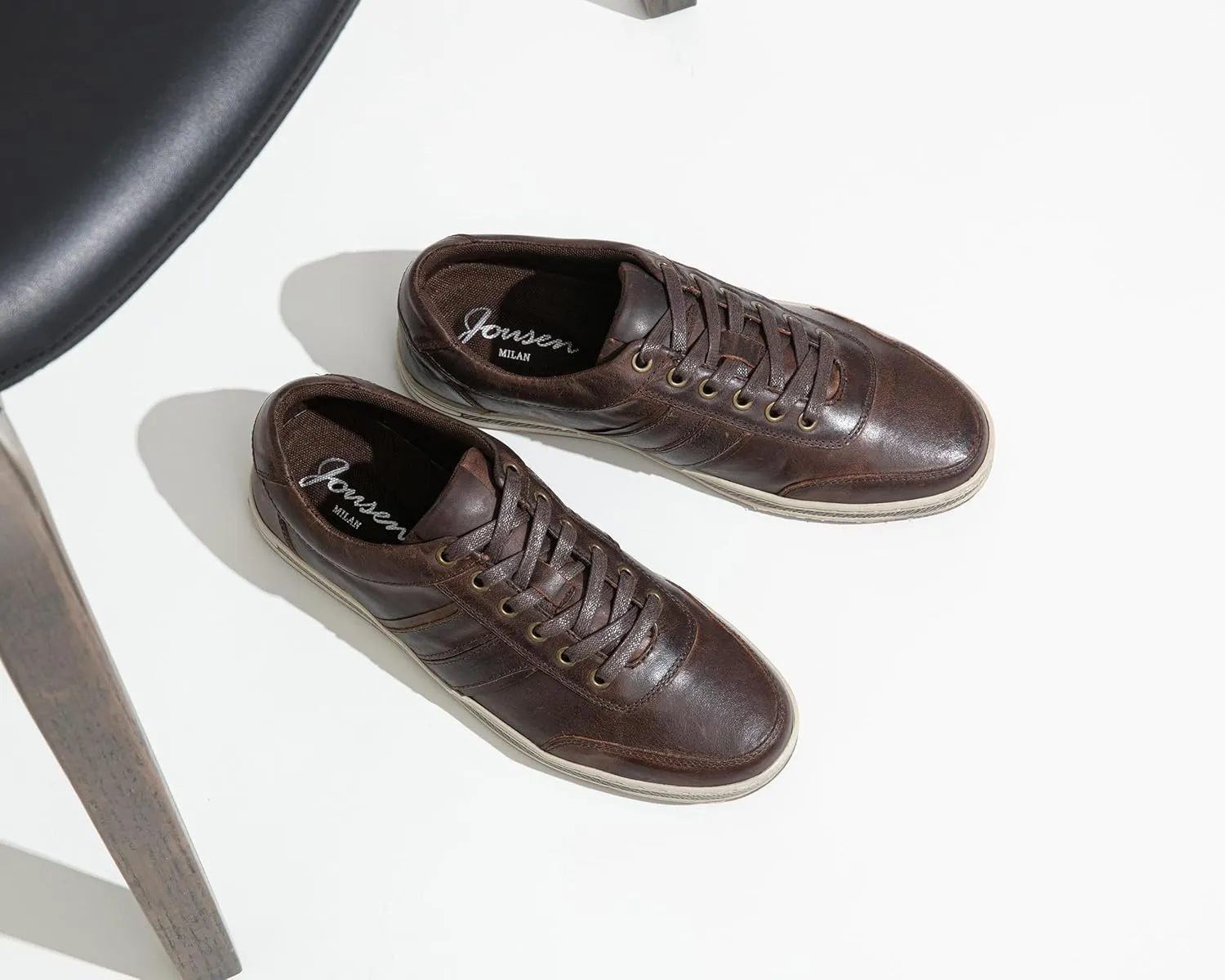 Jousen Men's Leather Fashion Sneakers Retro Dress Business Casual Shoes for Men