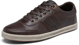Jousen Men's Leather Fashion Sneakers Retro Dress Business Casual Shoes for Men
