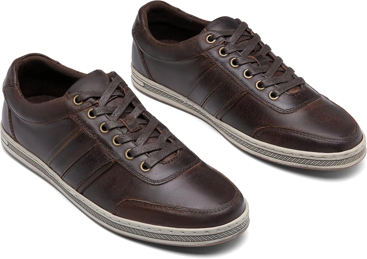Jousen Men's Leather Fashion Sneakers Retro Dress Business Casual Shoes for Men