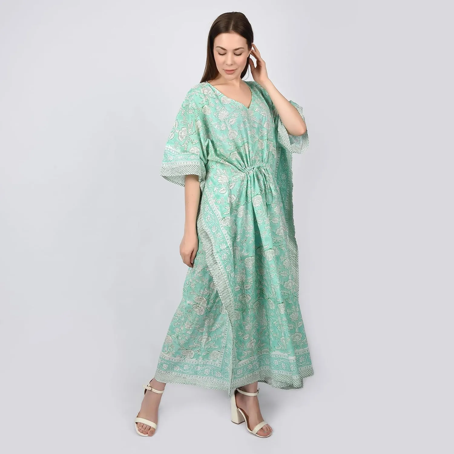 Kaftan Dresses for Women Ethnic Floral Prints Free Size Kaftans for Women