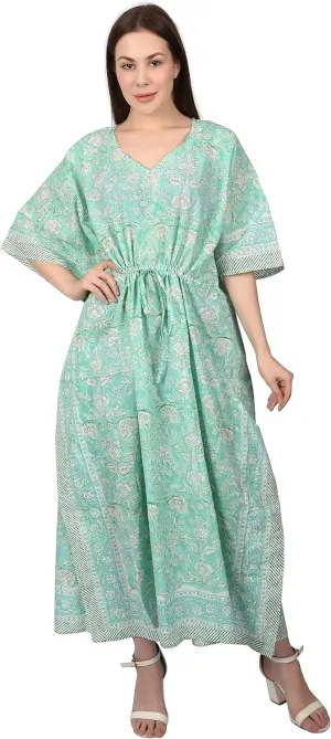 Kaftan Dresses for Women Ethnic Floral Prints Free Size Kaftans for Women