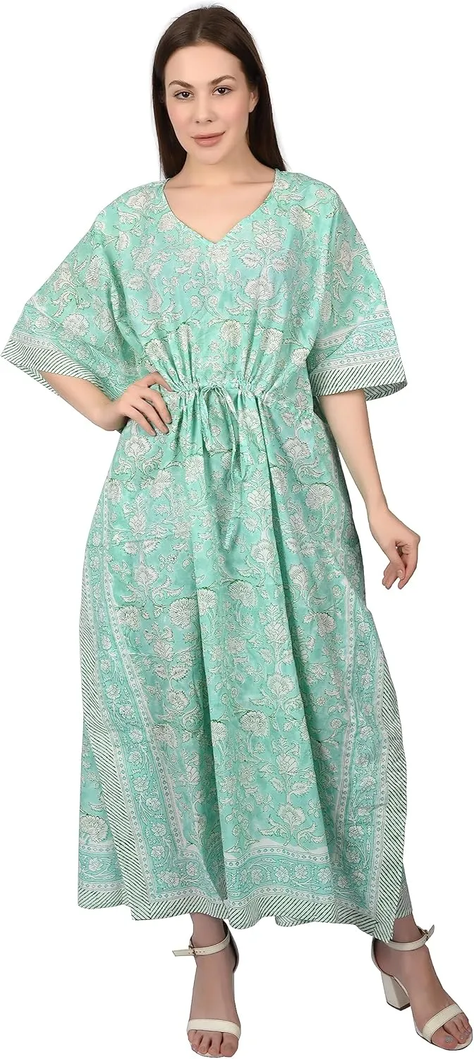 Kaftan Dresses for Women Ethnic Floral Prints Free Size Kaftans for Women
