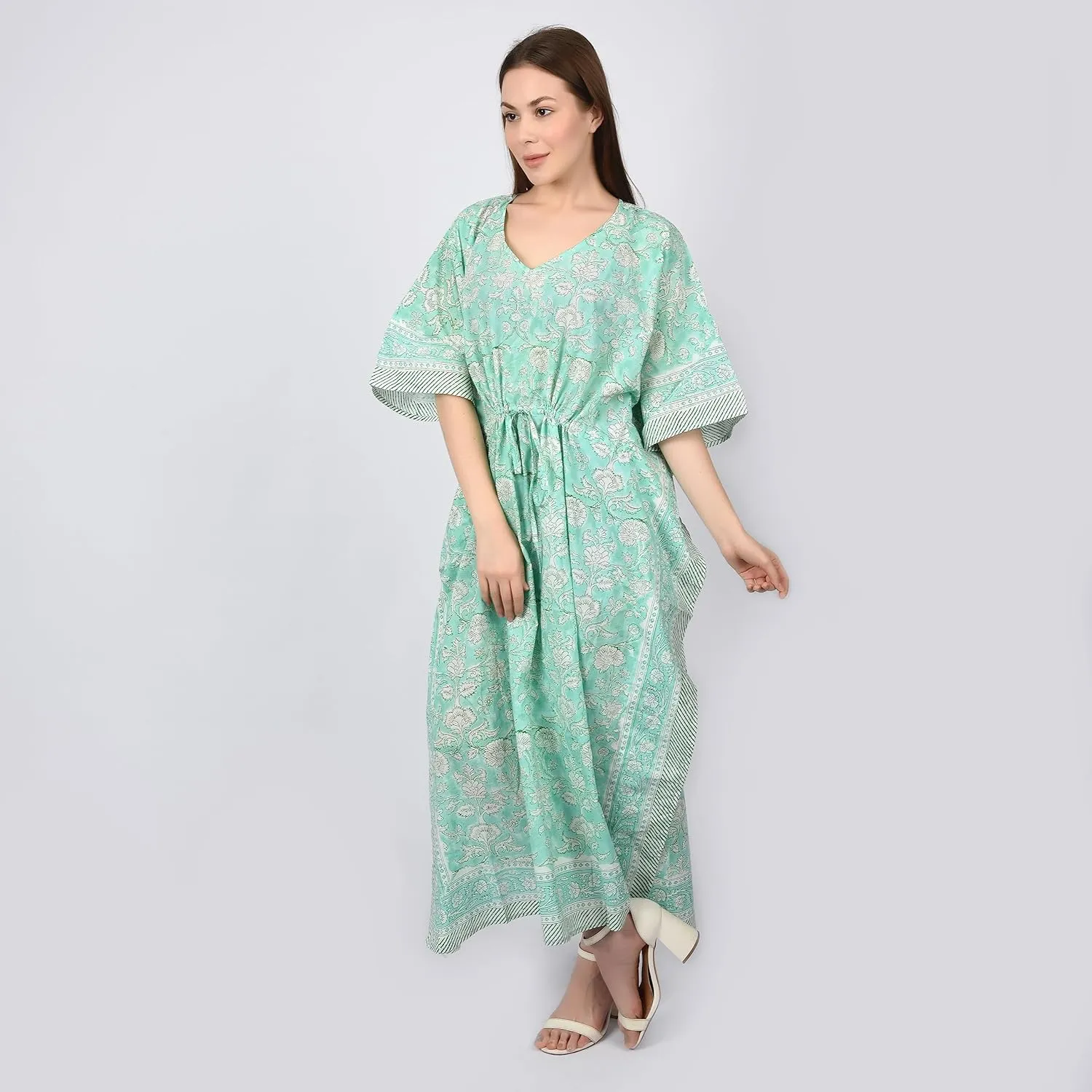 Kaftan Dresses for Women Ethnic Floral Prints Free Size Kaftans for Women