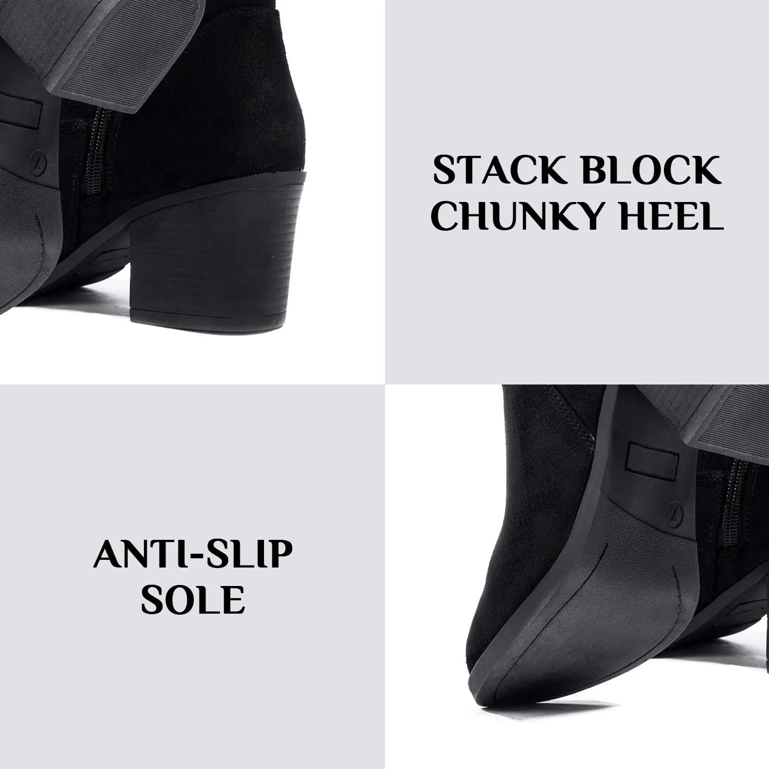 Katliu Women's Knee High Suede Chunky Heel Dressy Over the Knee Side Zipper Winter Long Boots