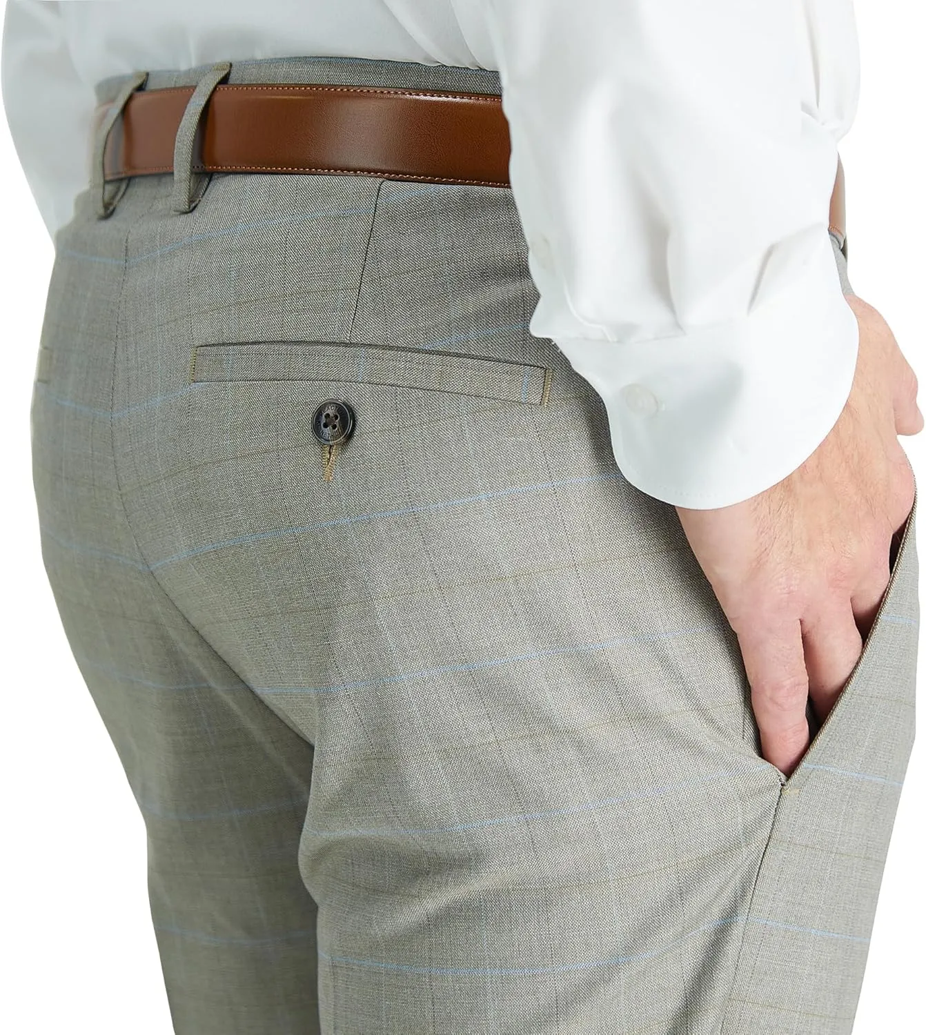 Kenneth Cole REACTION Men's Premium Flex Slim Fit Plaid Fabric Dress Pant