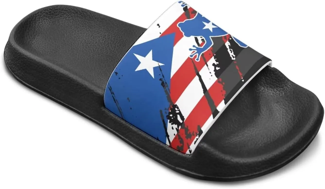 Kids Open Toe Slide Sandals for Boys Girls Comfortable Indoor & Outdoor Shower Slippers Patriotic Shoes for Kids