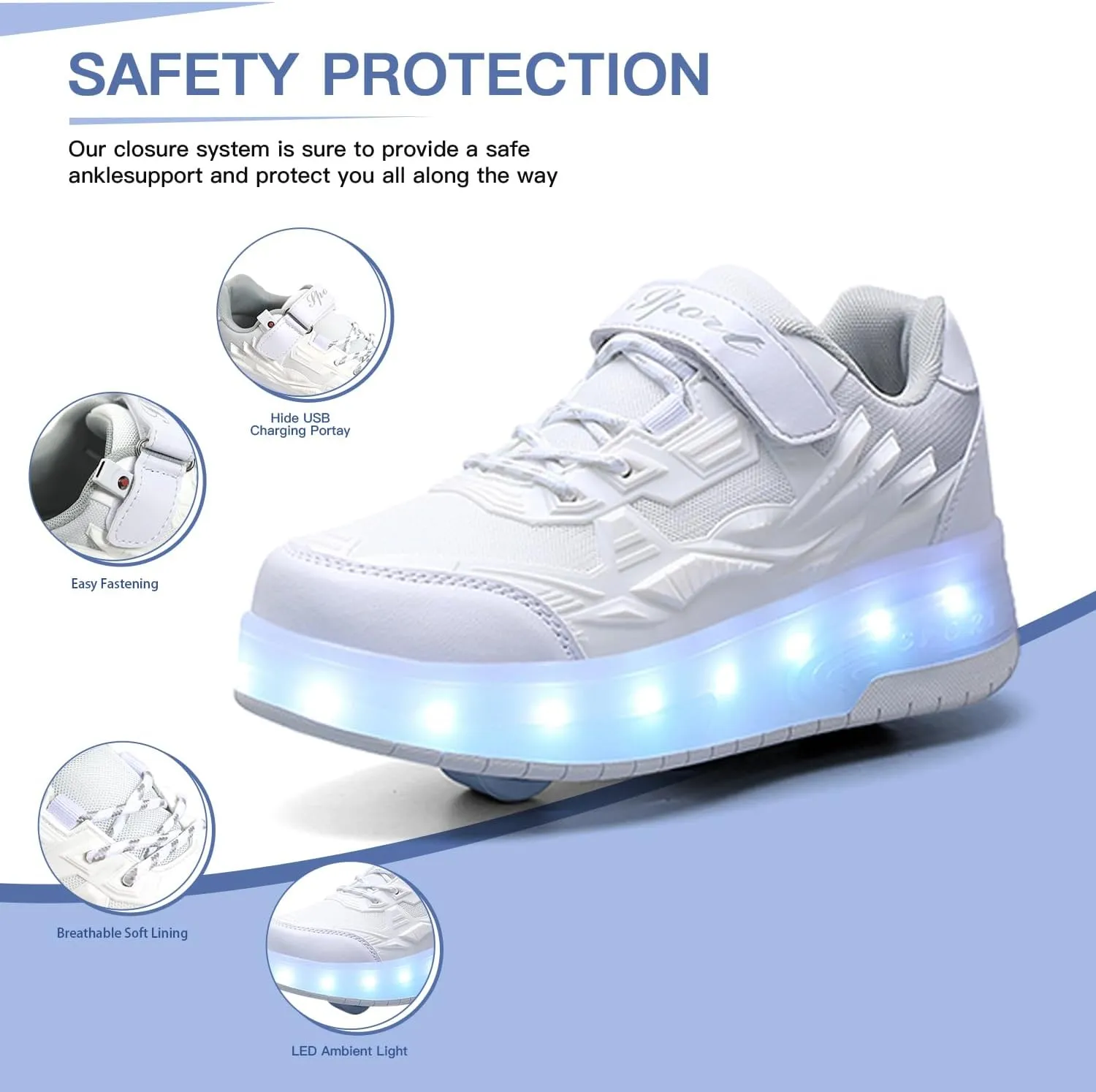 Kids Roller Skates - Roller Skate Shoes - Sneakers 2-in-1 Roller Shoes Suitable for Outdoor Sports Start The Adventure and Freedom Journey and Enjoy The Fun of Childhood