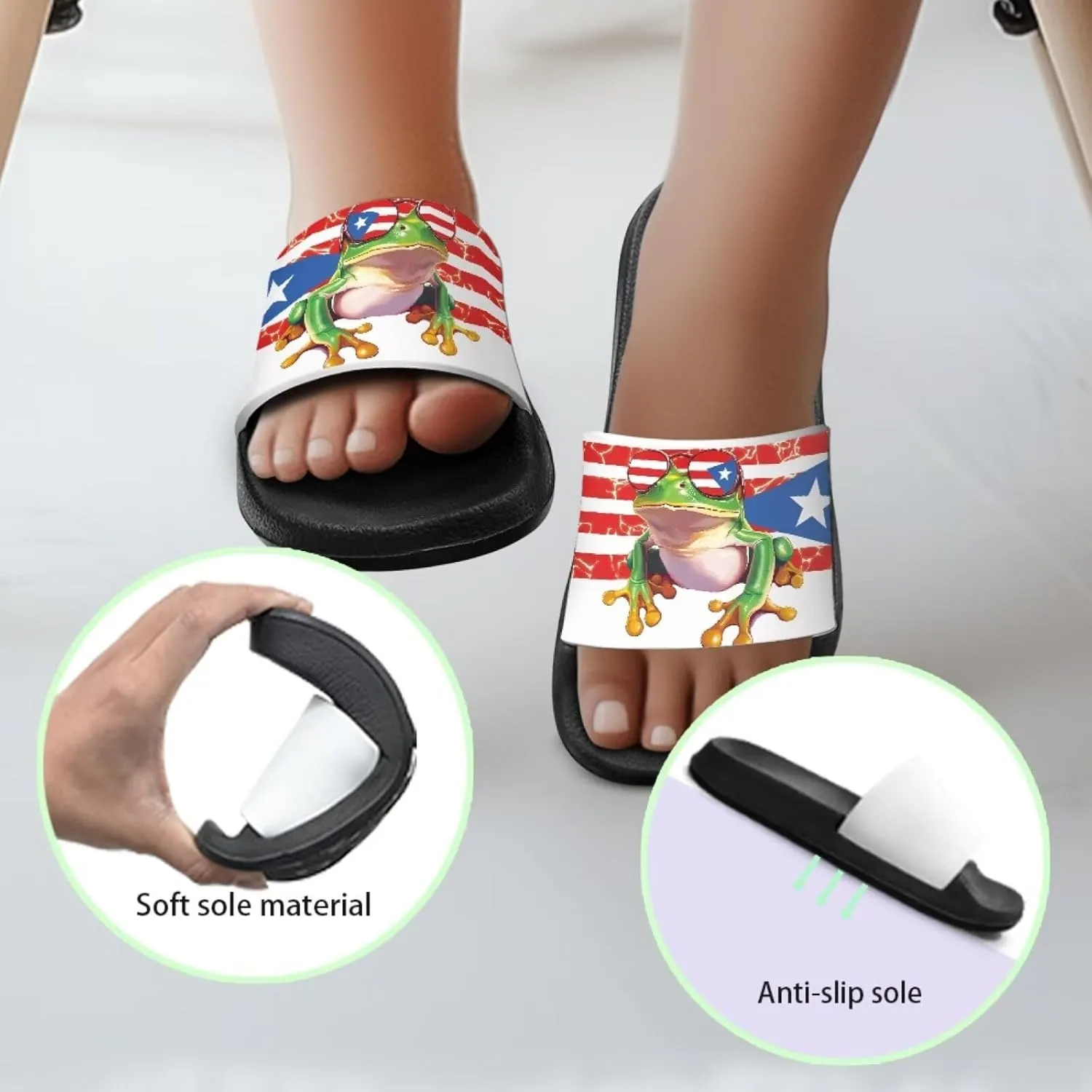 Kids Slides for Girls Shoes Summer Open Toe Slides Sandals Boys Beach Slide Kids Shower Shoes Non-Slip