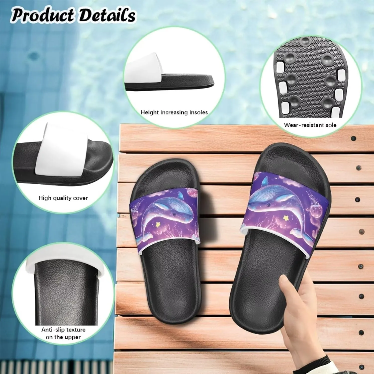 Kids Slippers Slide Sandals House Slippers Indoor Outdoor Beach Shoes for Summer Boys Slide Sandals