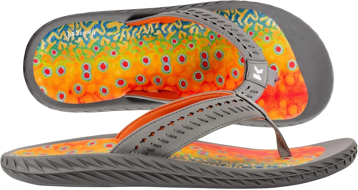 Korkers Fish Flip Sandals Brook Trout w/Fixed Kling-On Deck Soles