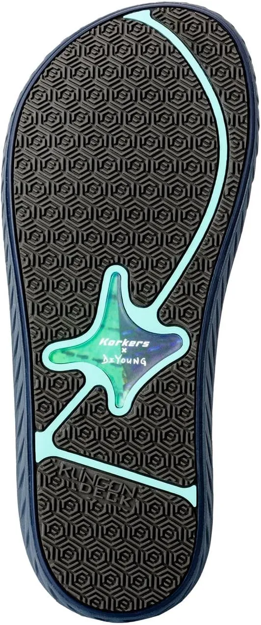Korkers Fish Flip Sandals Marlin w/Fixed Kling-On Deck Soles