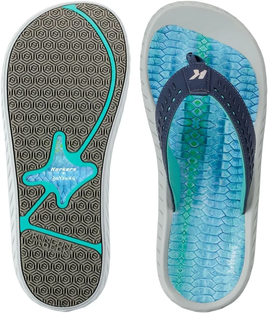 Korkers Fish Flip Sandals Tarpon w/Fixed Kling-On Deck Soles