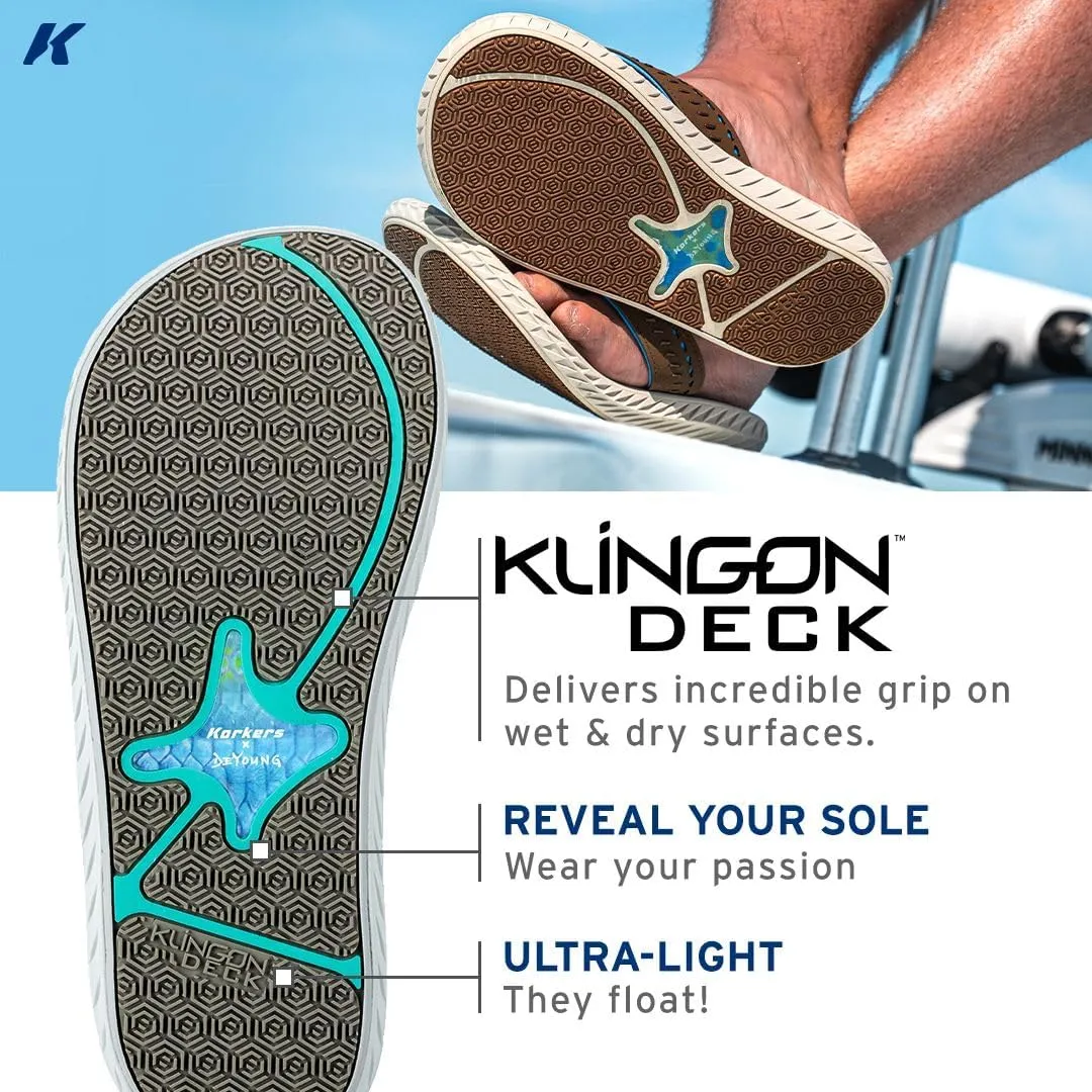 Korkers Fish Flip Sandals Tarpon w/Fixed Kling-On Deck Soles