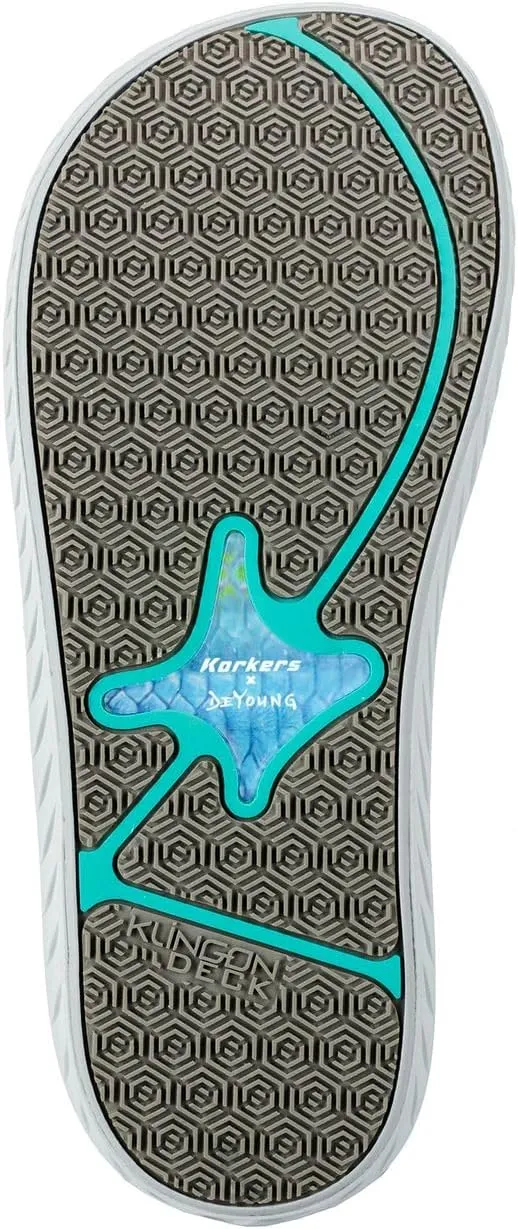 Korkers Fish Flip Sandals Tarpon w/Fixed Kling-On Deck Soles