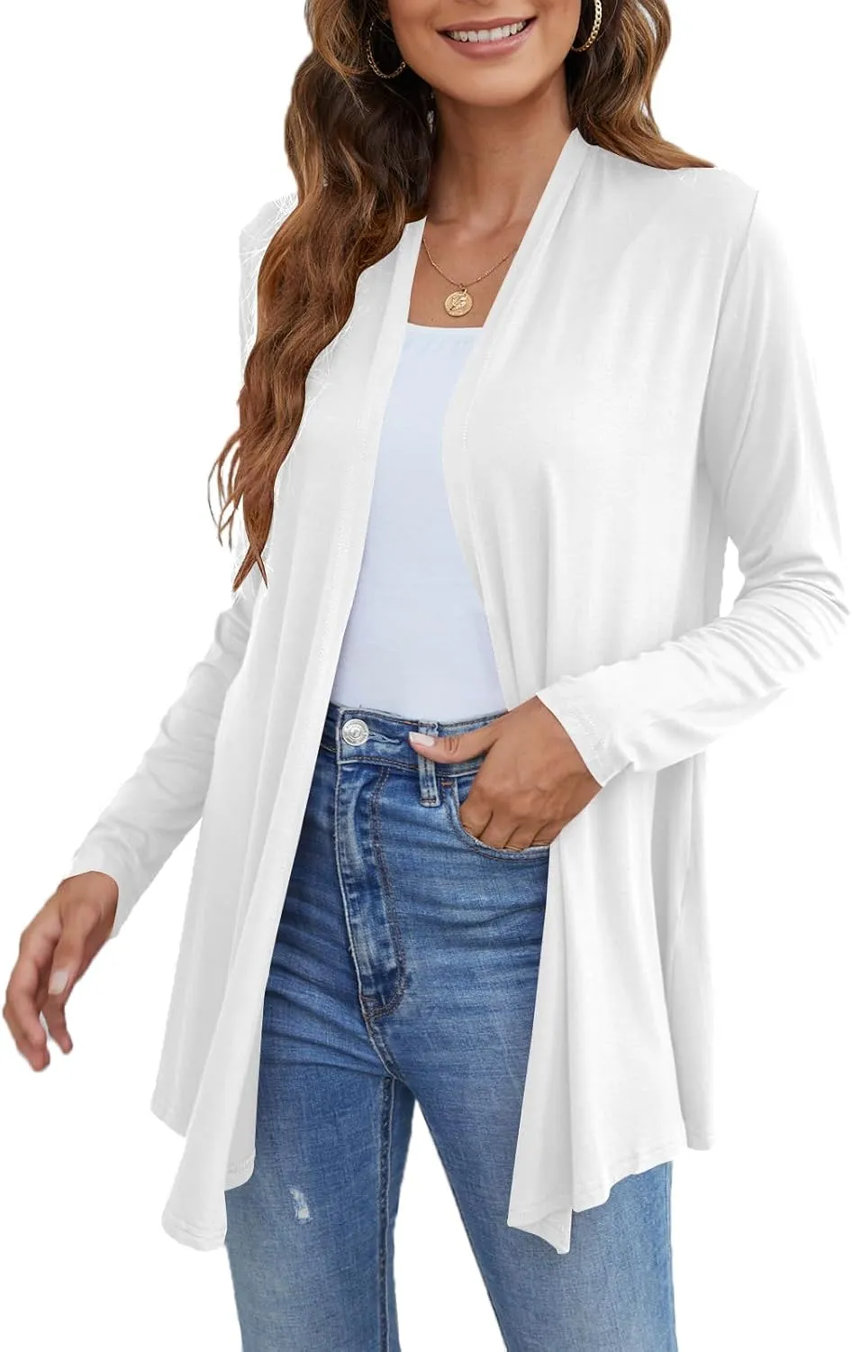 Ladlop Women's Lightweight Open Front Cardigans Long Sleeve Casual Soft Drape Fall Cardigan