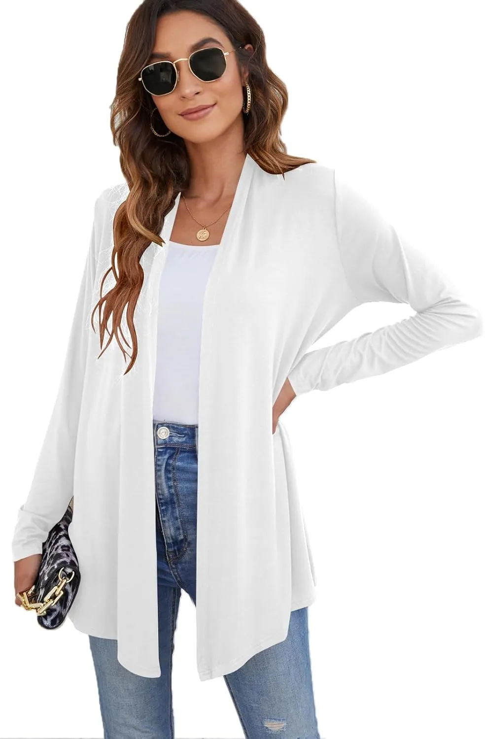 Ladlop Women's Lightweight Open Front Cardigans Long Sleeve Casual Soft Drape Fall Cardigan