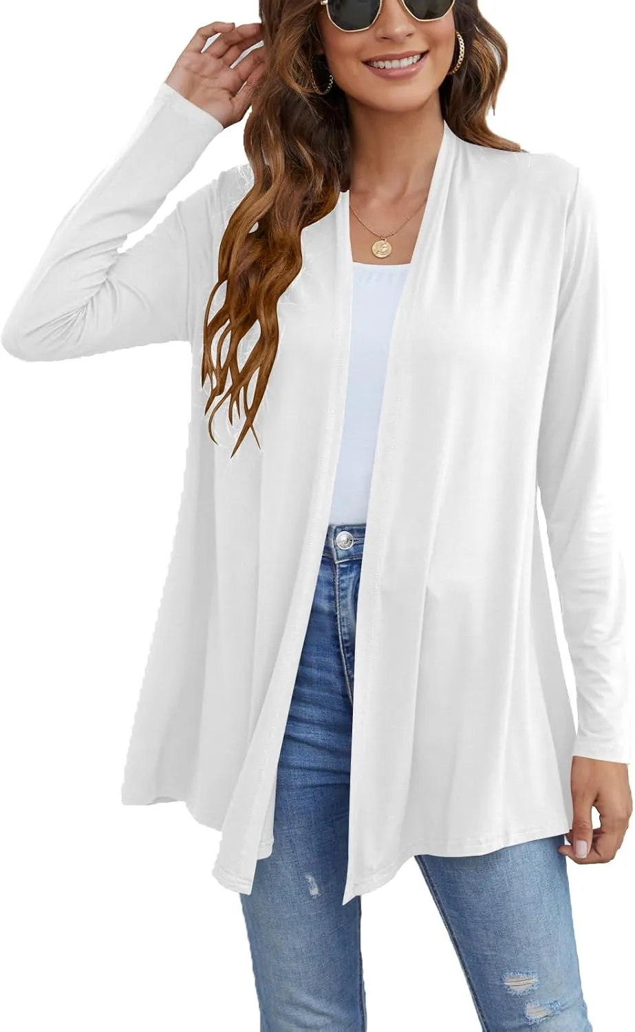 Ladlop Women's Lightweight Open Front Cardigans Long Sleeve Casual Soft Drape Fall Cardigan