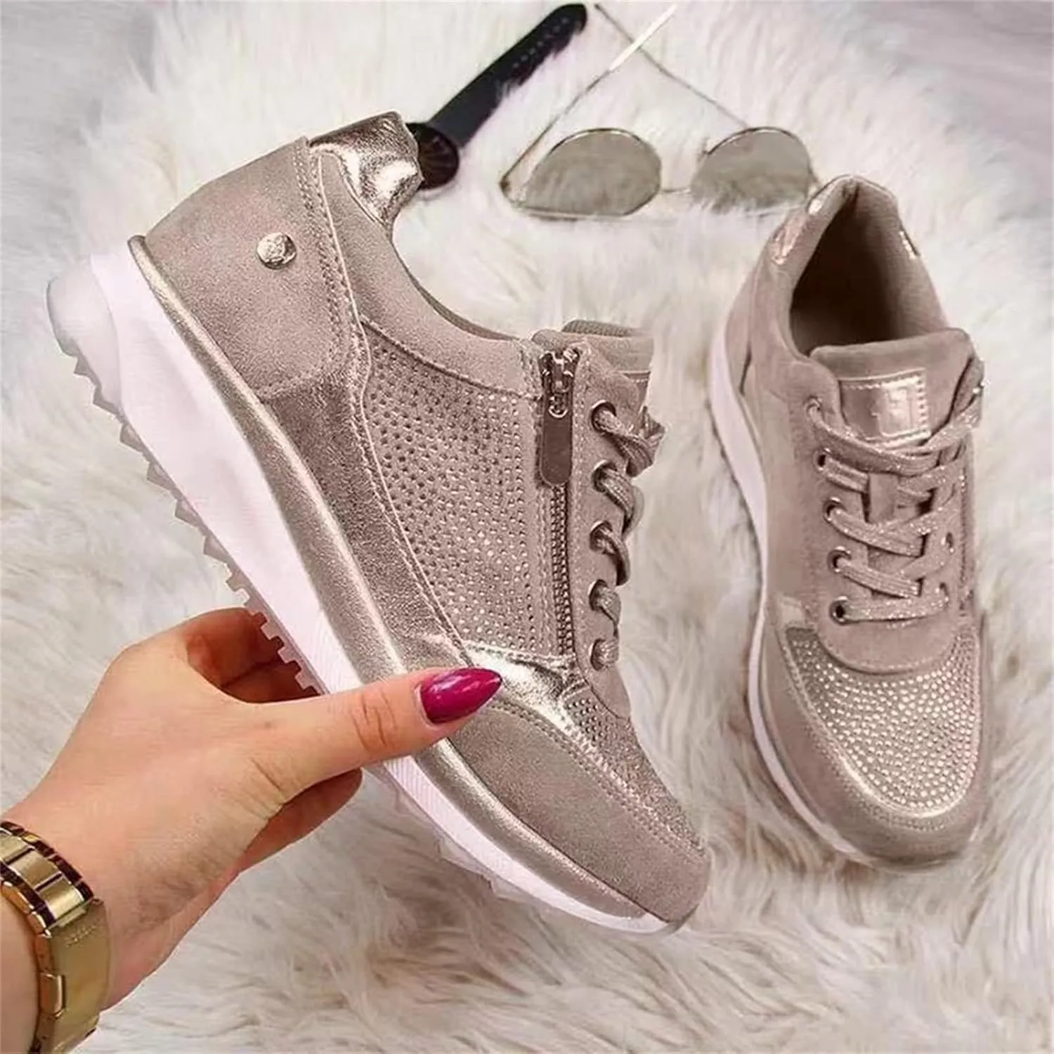 Ladmiple Shoes For Women Sneakers Slip Ons Lace ups Casual Leather Walking Shoes Summer Fashion Platform Flats Loafers