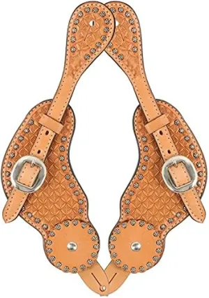 Leather Western Horse Spur Straps Handmade Genuine Tooled for Horse Riders Set of 2 Single Boots Equipment for Men-Women Craft Hardware Buckle TACK Basket Sport Equestrian Horse Spurs for Riding,SPR11
