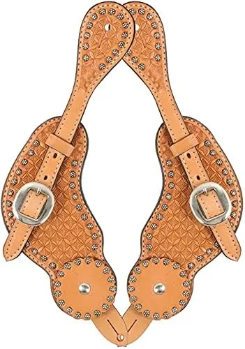 Leather Western Horse Spur Straps Handmade Genuine Tooled for Horse Riders Set of 2 Single Boots Equipment for Men-Women Craft Hardware Buckle TACK Basket Sport Equestrian Horse Spurs for Riding,SPR11