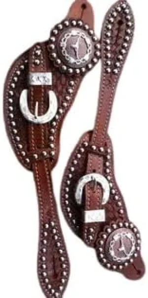 Leather Western Horse Spur Straps Handmade Genuine Tooled for Horse Riders Set of 2 Single Boots Equipment for Men-Women Craft Hardware Buckle TACK Basket Sport Equestrian Horse Spurs for Riding,SPR20