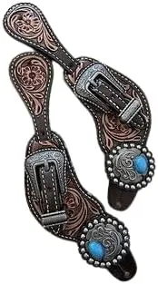 Leather Western Horse Spur Straps Handmade Genuine Tooled for Horse Riders Set of 2 Single Boots Equipment for Men-Women Craft Hardware Buckle TACK Basket Sport Equestrian Horse Spurs for Riding,SPR26