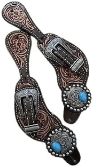 Leather Western Horse Spur Straps Handmade Genuine Tooled for Horse Riders Set of 2 Single Boots Equipment for Men-Women Craft Hardware Buckle TACK Basket Sport Equestrian Horse Spurs for Riding,SPR26