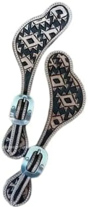 Leather Western Horse Spur Straps Handmade Genuine Tooled for Horse Riders Set of 2 Single Boots Equipment for Men-Women Craft Hardware Buckle TACK Basket Sport Equestrian Horse Spurs for Riding,SPR40