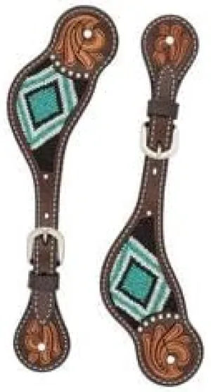 Leather Western Horse Spur Straps Handmade Genuine Tooled for Horse Riders Set of 2 Single Boots Equipment for Men-Women Craft Hardware Buckle TACK Basket Sport Equestrian Horse Spurs for Riding,SPR41