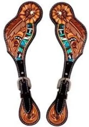 Leather Western Horse Spur Straps Handmade Genuine Tooled for Horse Riders Set of 2 Single Boots Equipment for Men-Women Craft Hardware Buckle TACK Basket Sport Equestrian Horse Spurs for Riding,SPR47