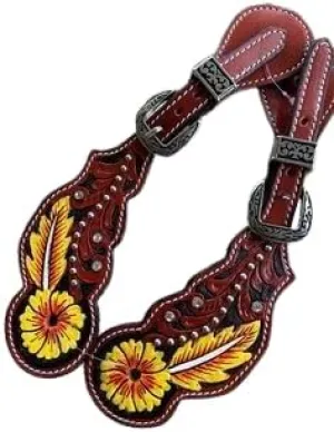 Leather Western Horse Spur Straps Handmade Genuine Tooled for Horse Riders Set of 2 Single Boots Equipment for Men-Women Craft Hardware Buckle TACK Basket Sport Equestrian Horse Spurs for Riding,SPR48