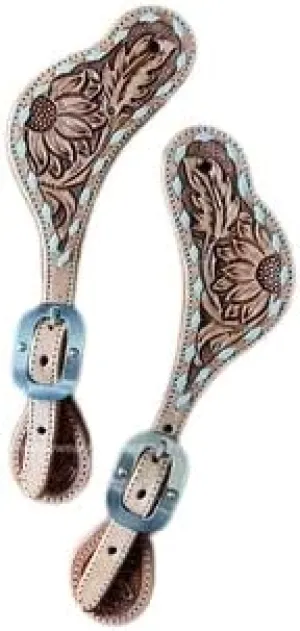 Leather Western Horse Spur Straps Handmade Genuine Tooled for Horse Riders Set of 2 Single Boots Equipment for Men-Women Craft Hardware Buckle TACK Basket Sport Equestrian Horse Spurs for Riding,SPR50