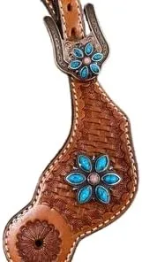 Leather Western Horse Spur Straps Handmade Genuine Tooled for Horse Riders Set of 2 Single Boots Equipment for Men-Women Craft Hardware Buckle TACK Basket Sport Equestrian Horse Spurs for Riding,SPR56