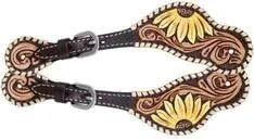 Leather Western Horse Spur Straps Handmade Genuine Tooled for Horse Riders Set of 2 Single Boots Equipment for Men-Women Craft Hardware Buckle TACK Basket Sport Equestrian Horse Spurs for Riding,SPR71