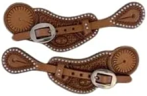 Leather Western Horse Spur Straps Handmade Genuine Tooled for Horse Riders Set of 2 Single Boots Equipment for Men-Women Craft Hardware Buckle TACK Basket Sport Equestrian Horse Spurs for Riding,SPR78