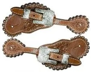 Leather Western Horse Spur Straps Handmade Genuine Tooled for Horse Riders Set of 2 Single Boots Equipment for Men-Women Craft Hardware Buckle TACK Basket Sport Equestrian Horse Spurs for Riding,SPR91