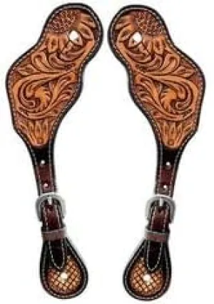 Leather Western Horse Spur Straps Handmade Genuine Tooled for Horse Riders Set of 2 Single Boots Equipment for Men-Women Craft Hardware Buckle TACK Basket Sport Equestrian Horse Spurs for Riding,SPR95