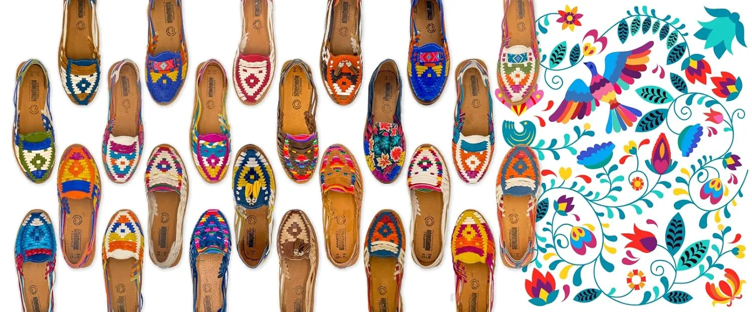 Lele Sandals - Otomi Model - Women 100% Artisan Hand Made Mexican Leather Hipster Colorful Closed Toe Sandal | Flats | Huarache Artesanal - Hecho a Mano Handcrafted in Mexico (US 7, BLUE LELE)