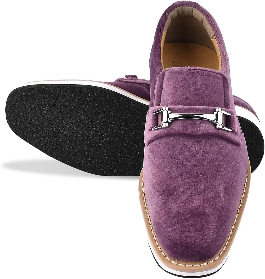 LIBERTYZENO Boys Velvet Kids Buckle Slip On Dress Loafer Shoes for Prom Graduation