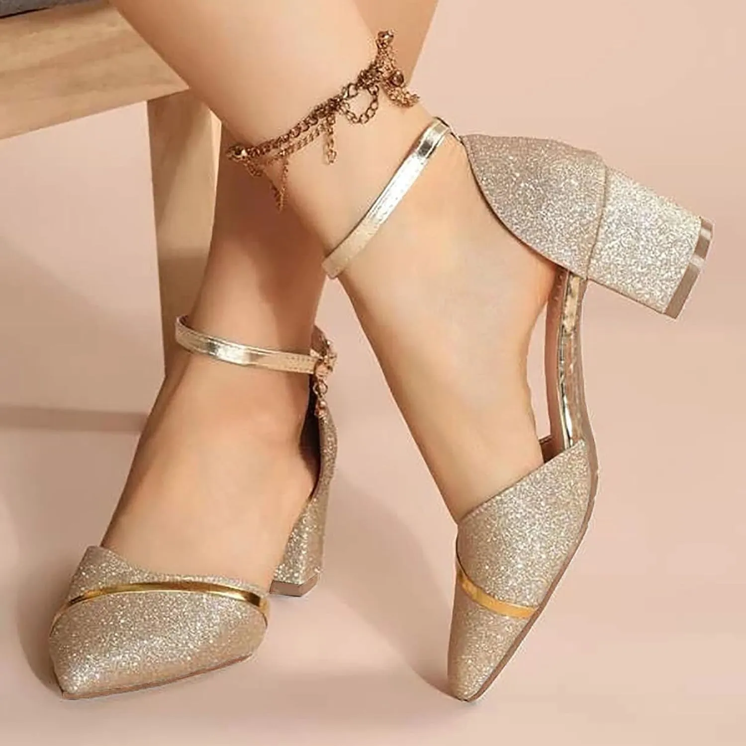 Low Chunky Heels Sandals for Women Dressy Closed Toe Ankle Strap Pumps Ladies Formal Walking Office Shoes