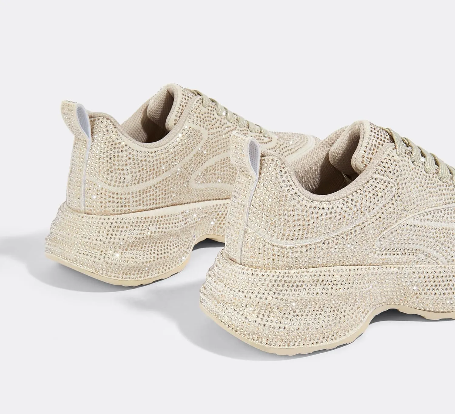 LUCKY STEP Rhinestone Chunky Sneakers for Women Fashion Platform Sparkly Dad Casual Shoes Lightweight Tennis Walking Sport Footwear