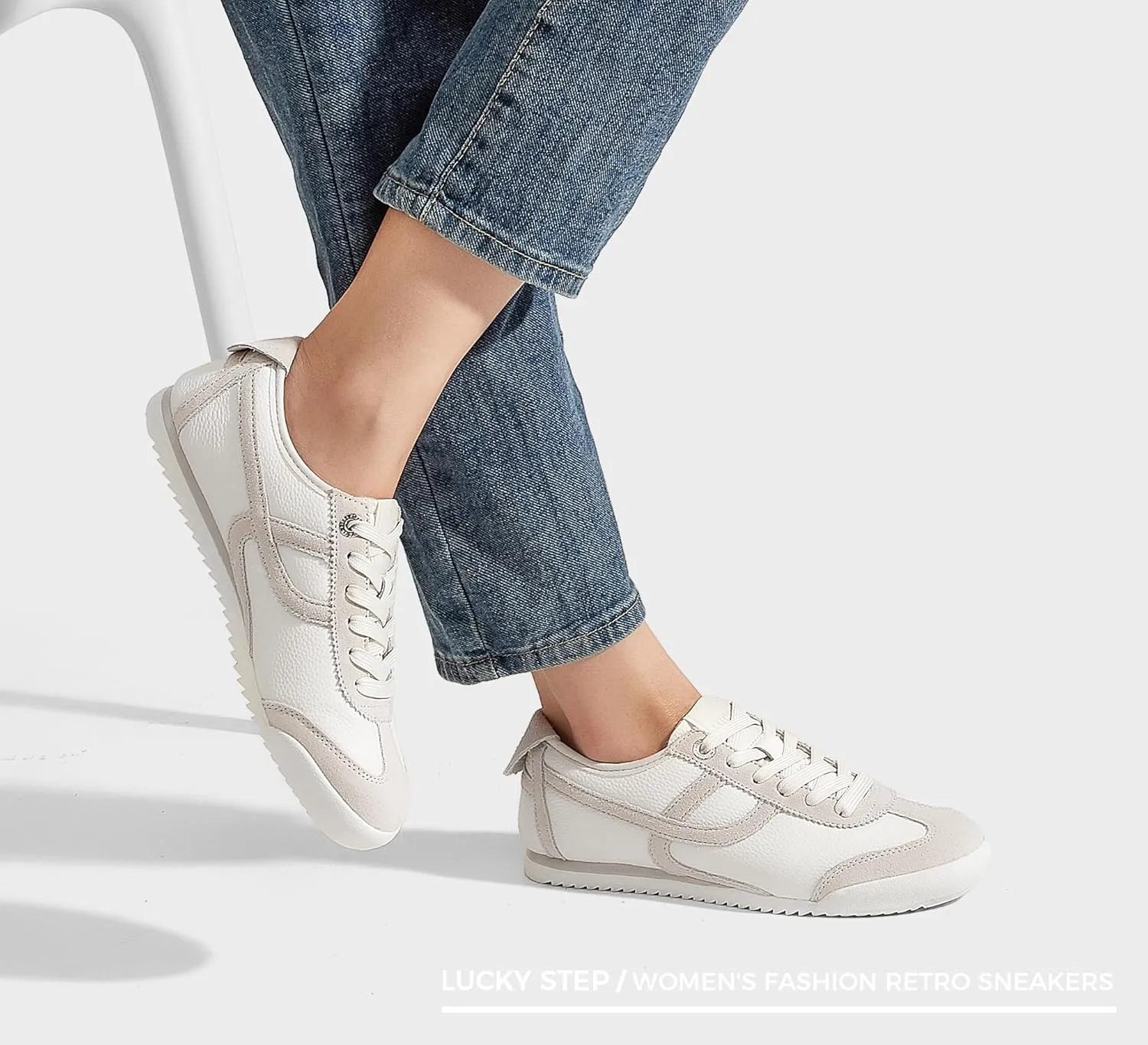 LUCKY STEP Women's Retro Fashion Sneakers Thin Sole Casual Walking Lightweight Tennis Trainers Running Gym Workout Classic Comfortable Athletic Shoes