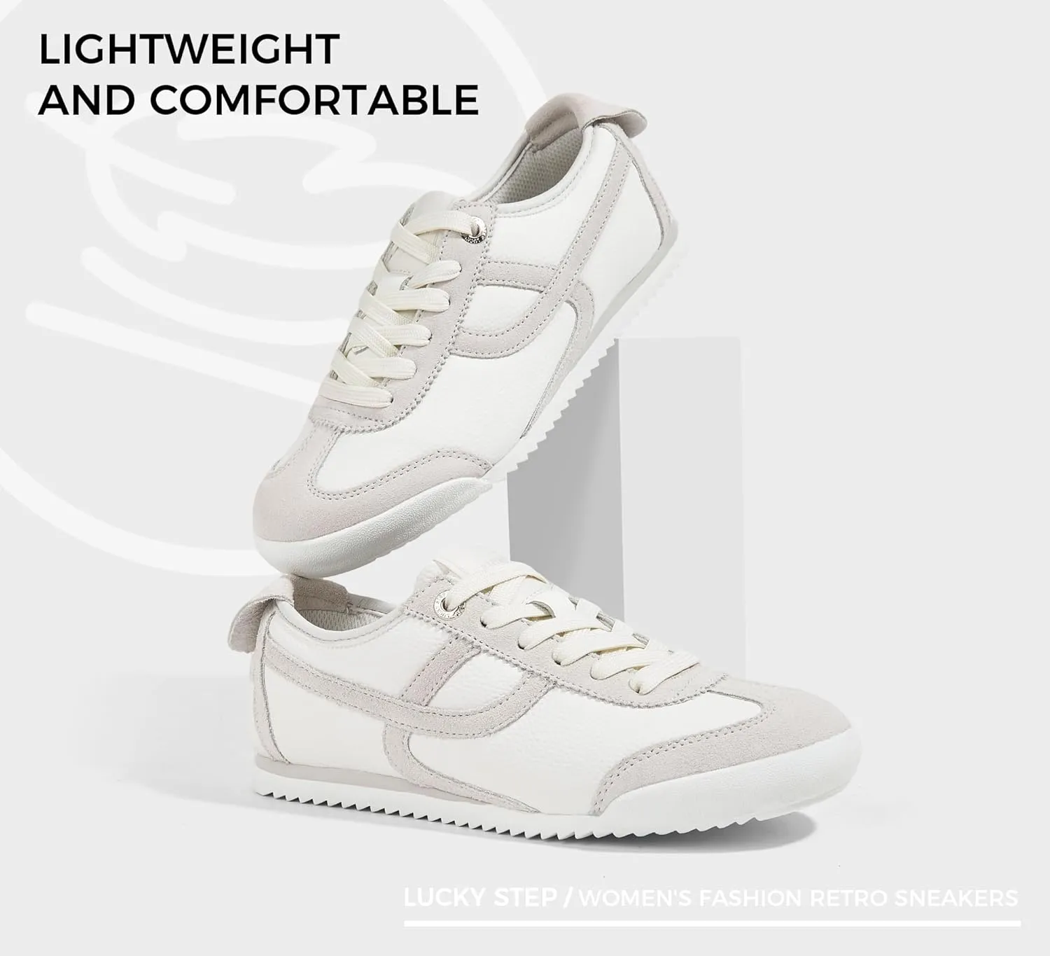 LUCKY STEP Women's Retro Fashion Sneakers Thin Sole Casual Walking Lightweight Tennis Trainers Running Gym Workout Classic Comfortable Athletic Shoes