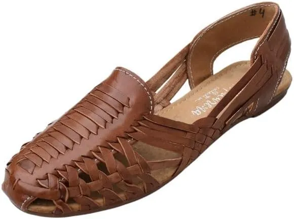 Macarena Collection Sandals women Huarache Sandal Colorful Leather Mexican Style Color Black 078