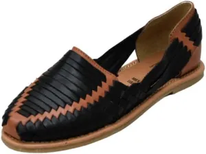 Macarena Collection Sandals women Huarache Sandal Colorful Leather Mexican Style Color Black with shedron 102