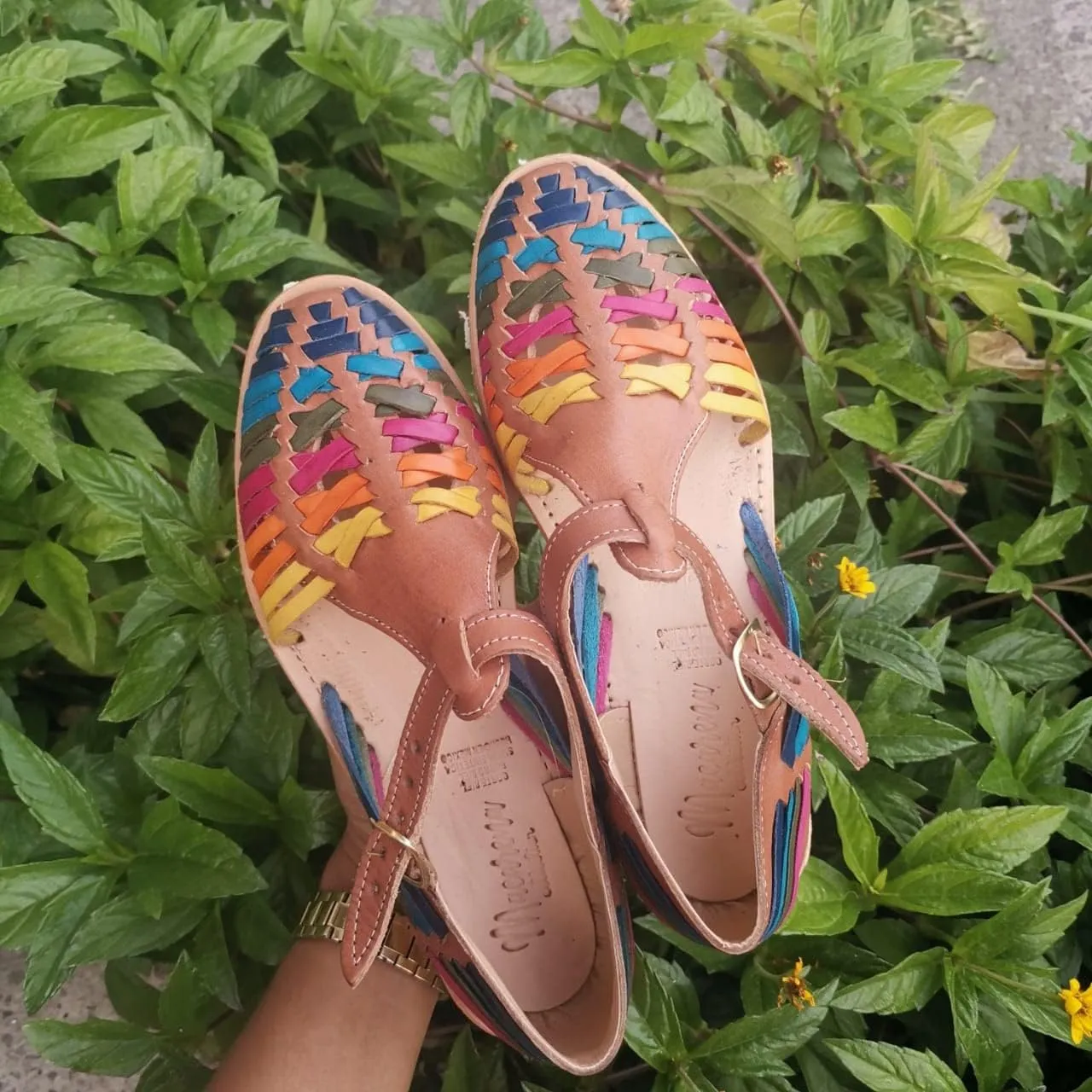 Macarena Collection Sandals women Huarache Sandal Colorful Leather Mexican Style Color Multicolored 832