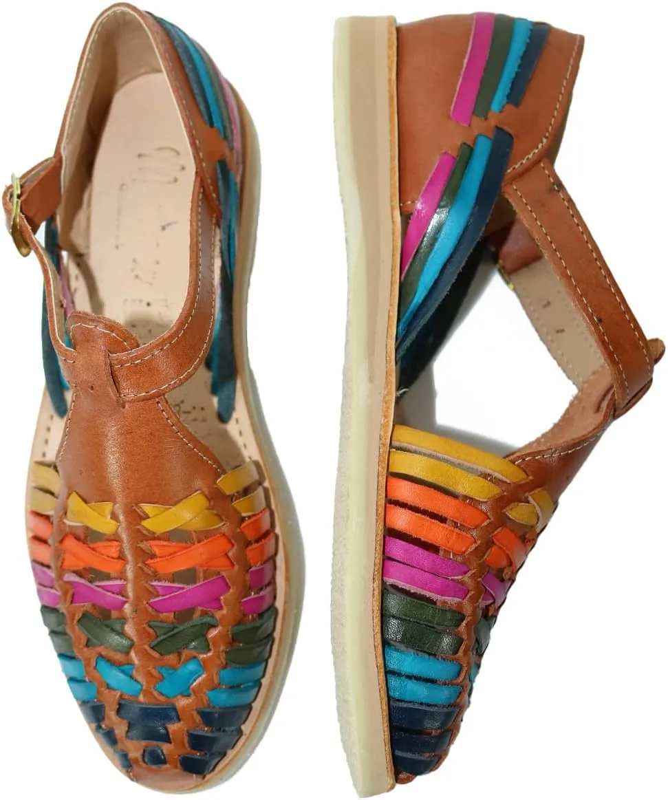 Macarena Collection Sandals women Huarache Sandal Colorful Leather Mexican Style Color Multicolored 832